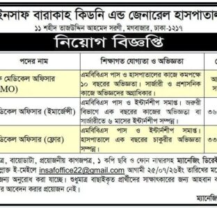 ইনসাফ বারাকাহ হাসপাতালে চাকরি